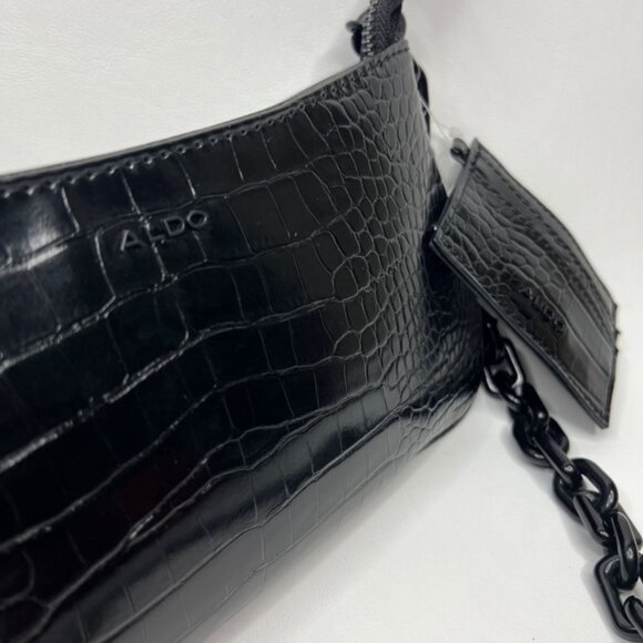 NWT ALDO Griregann Faux Leather Small Shoulder Purse Chain Strap Card Holder SET - Picture 6 of 15